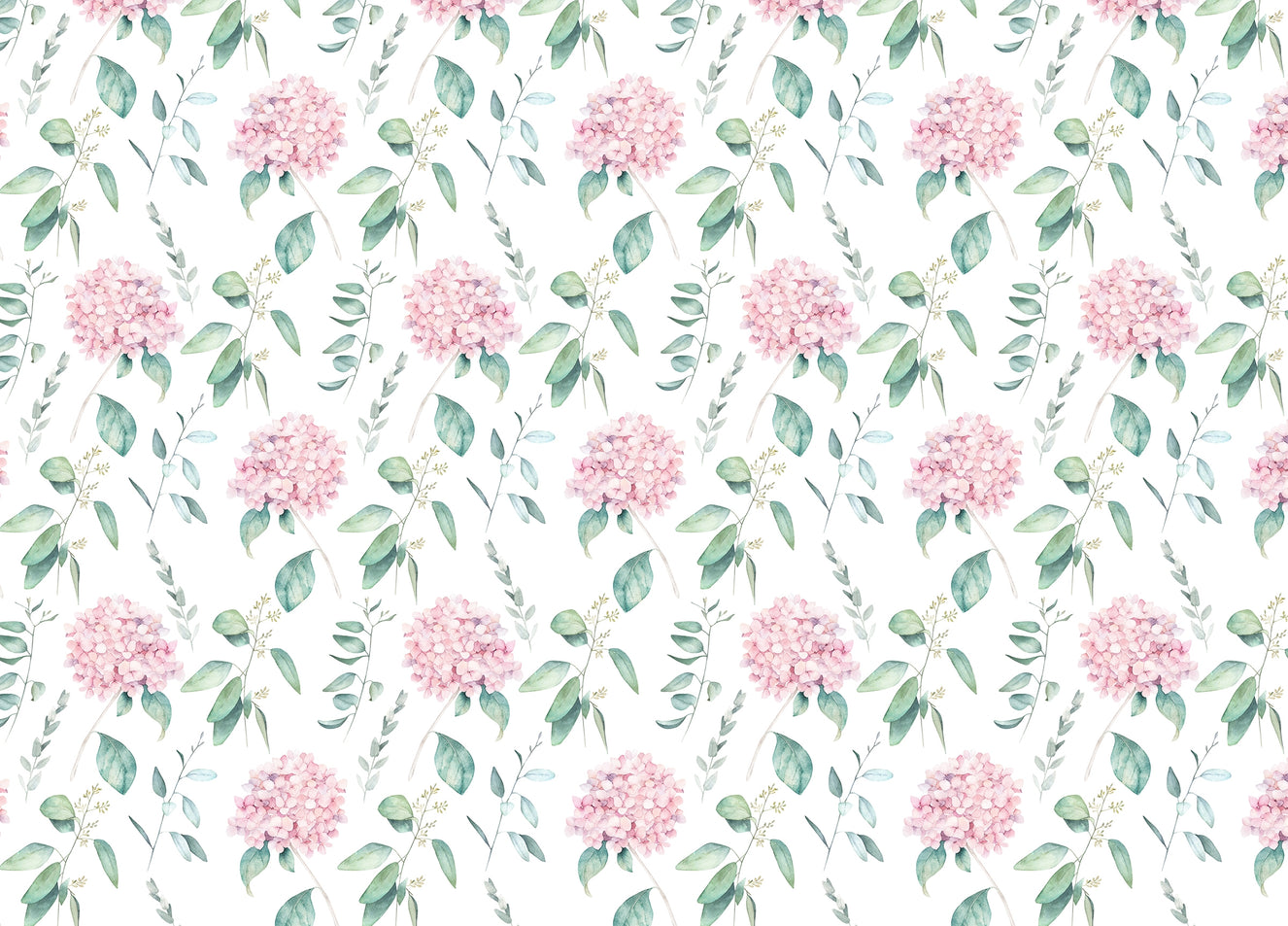 Watercolor Vintage Hortensia Flower Hand Draw Wallpaper
