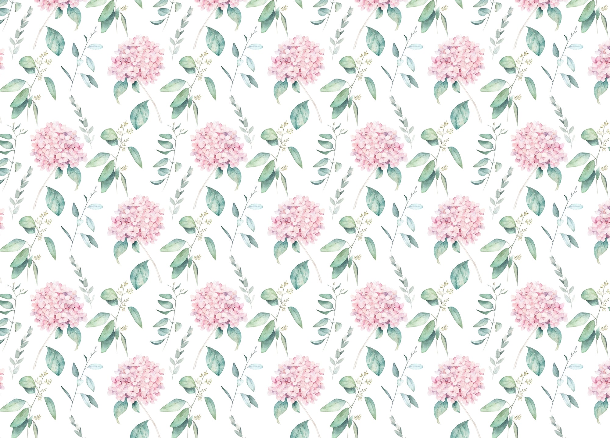 Watercolor Vintage Hortensia Flower Hand Draw Wallpaper