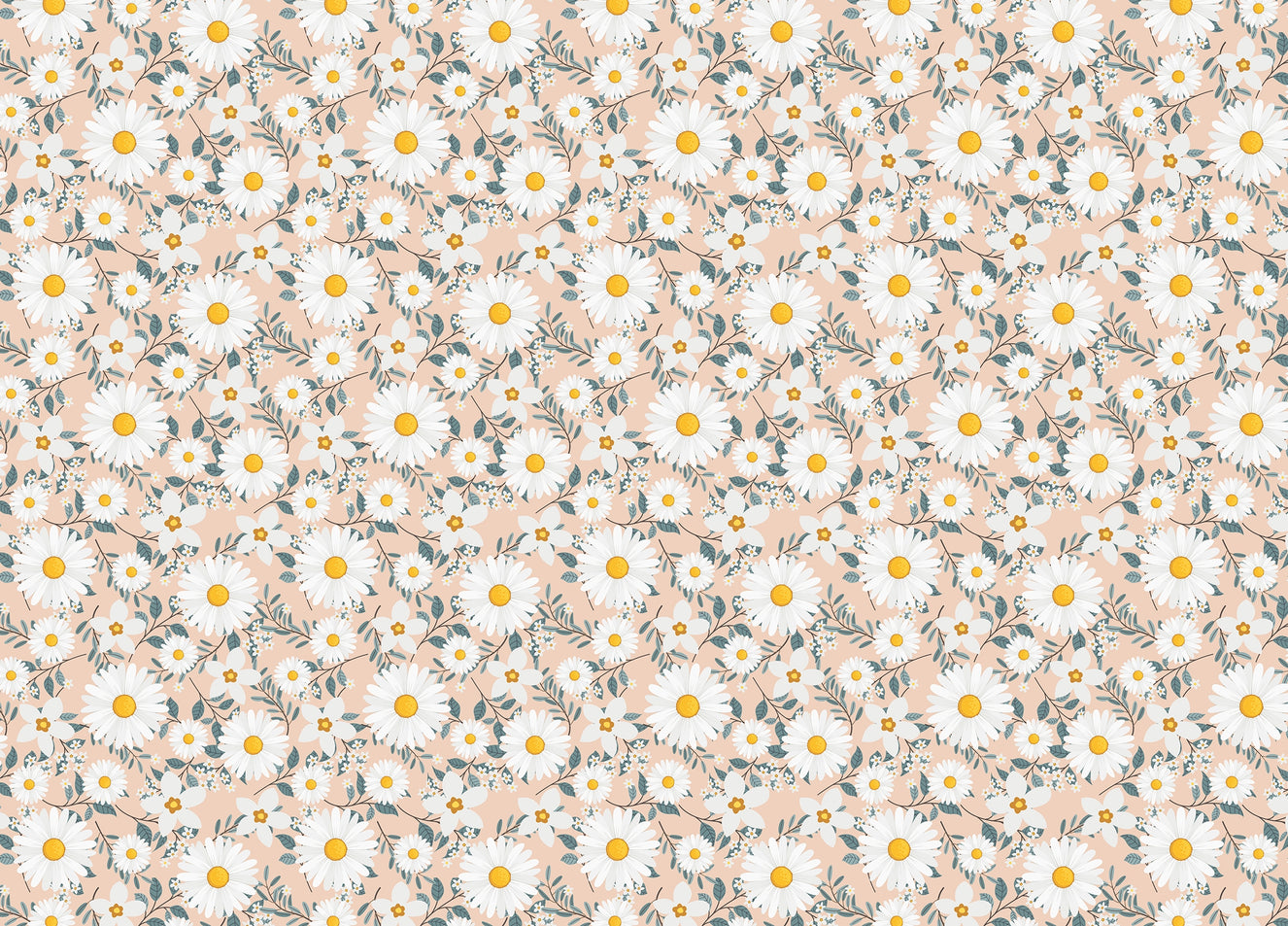 White Daisy Flower Wreath Branch and Leaves Wallpaper