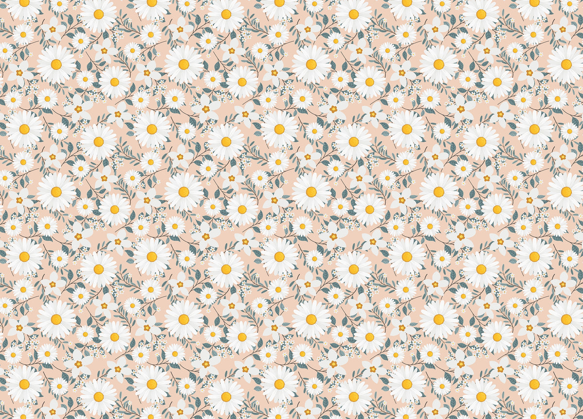 White Daisy Flower Wreath Branch and Leaves Wallpaper in your room