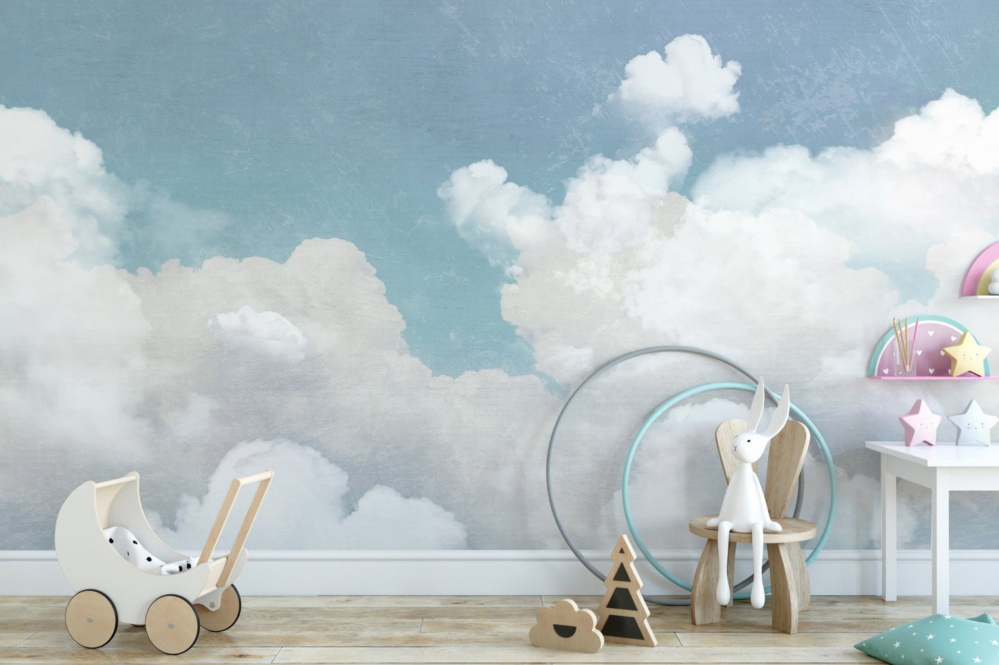 Fluffy Clouds Wallpaper Mural - Wallanza