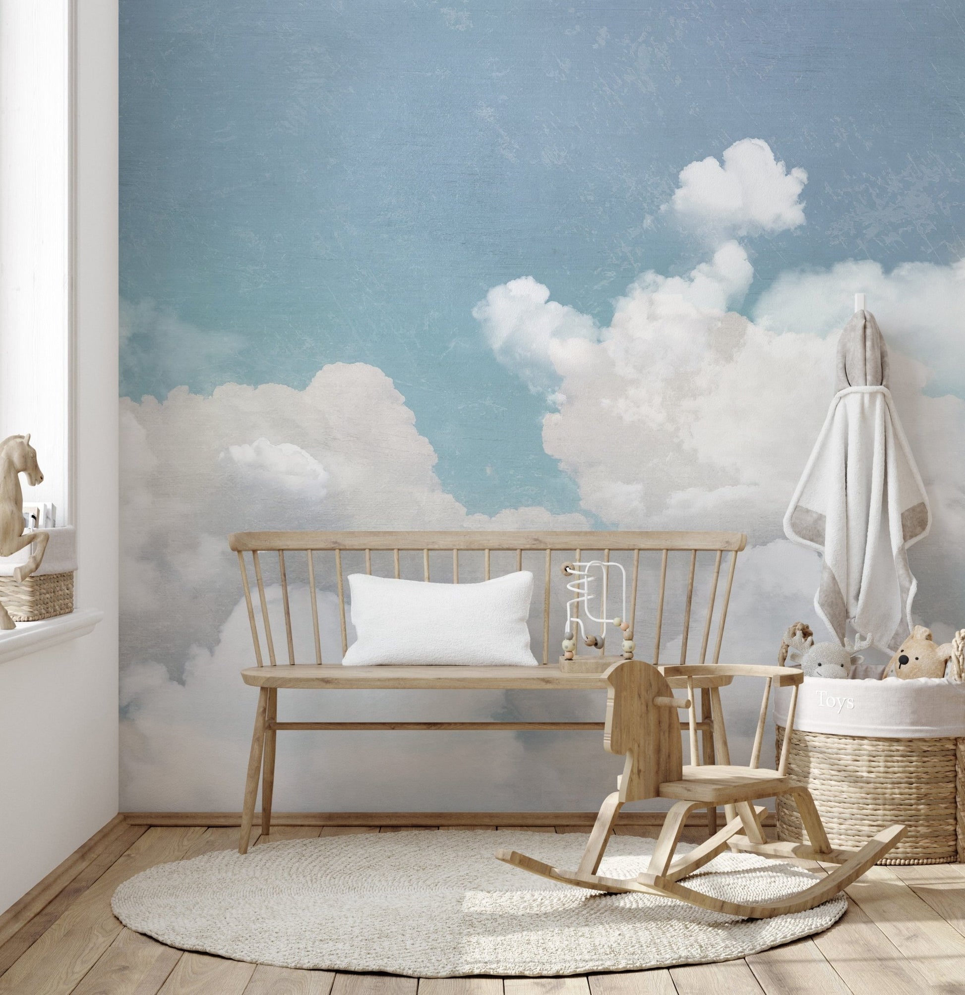 Fluffy Clouds Wallpaper Mural - Wallanza