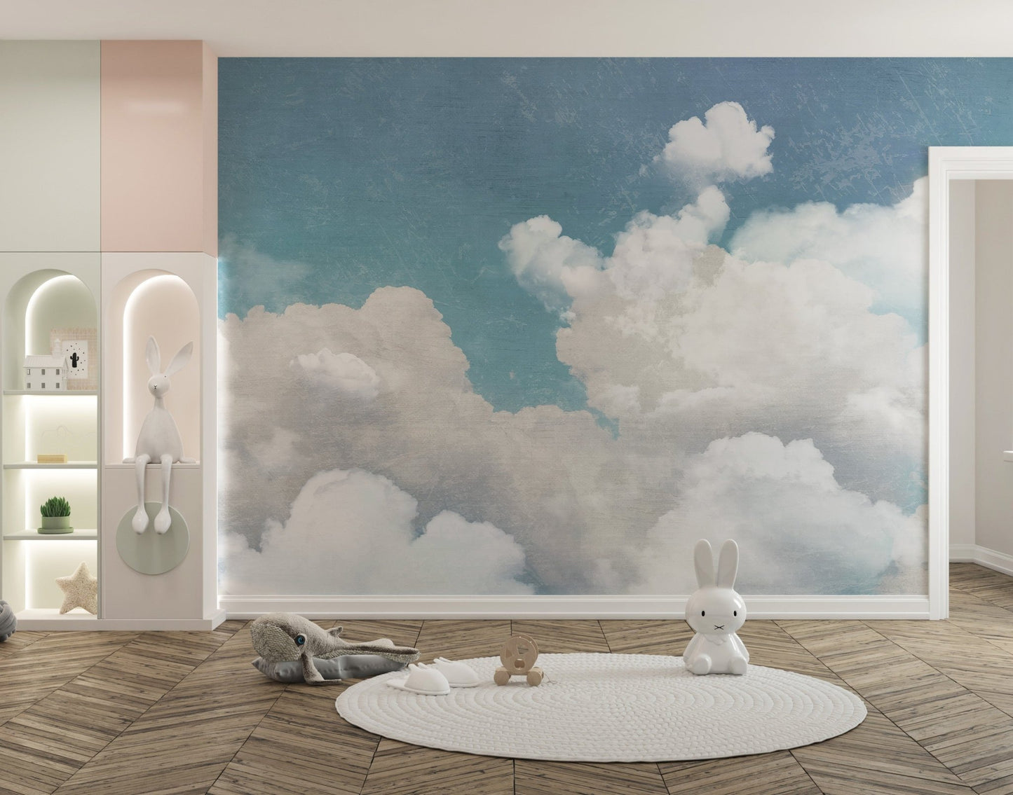 Fluffy Clouds Wallpaper Mural - Wallanza