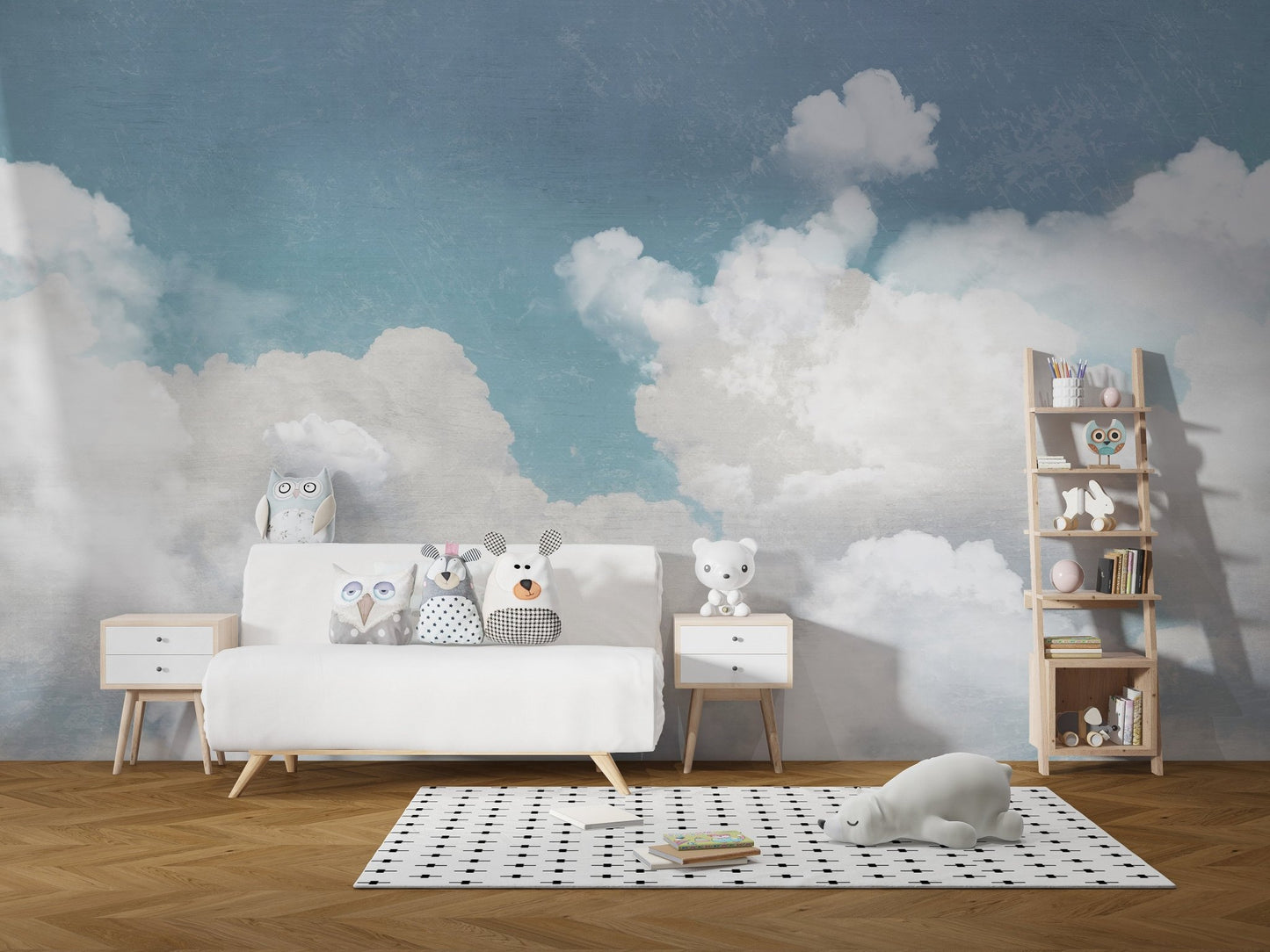 Fluffy Clouds Wallpaper Mural - Wallanza