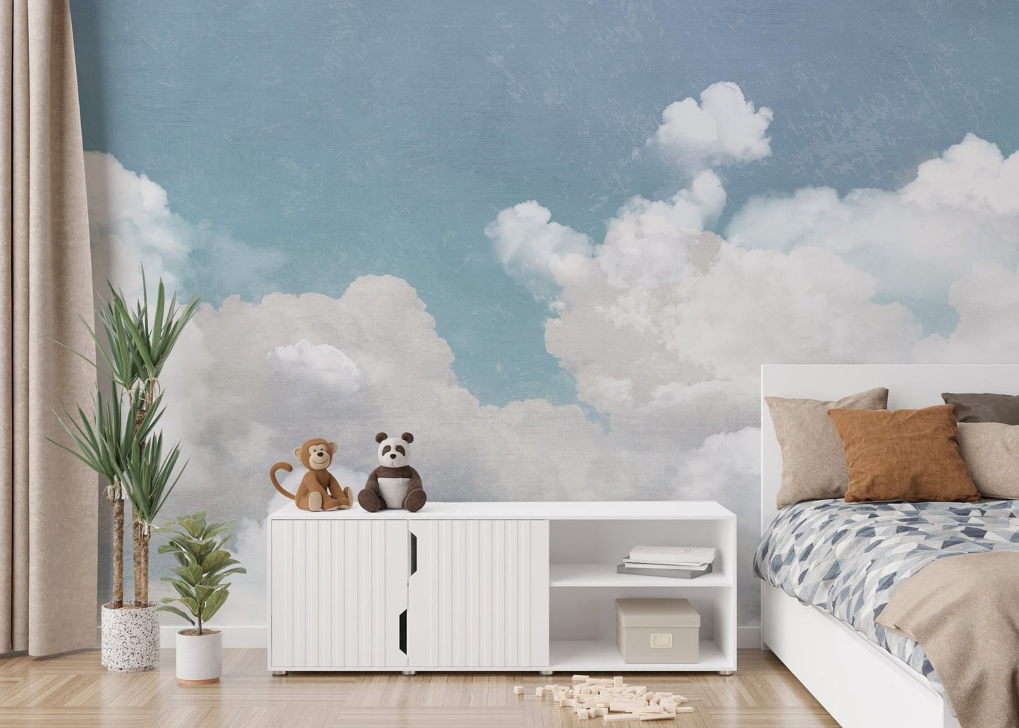 Fluffy Clouds Wallpaper Mural - Wallanza
