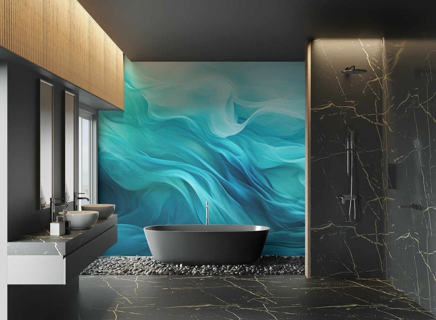 Fluid Cyan Abstract Wallpaper - Wallanza