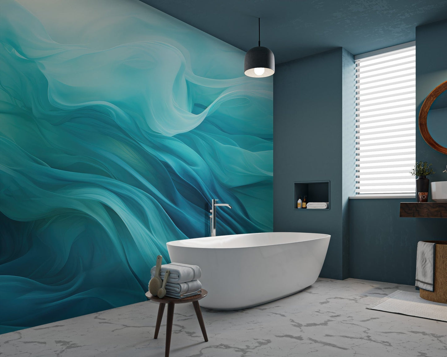 Fluid Cyan Abstract Wallpaper - Wallanza