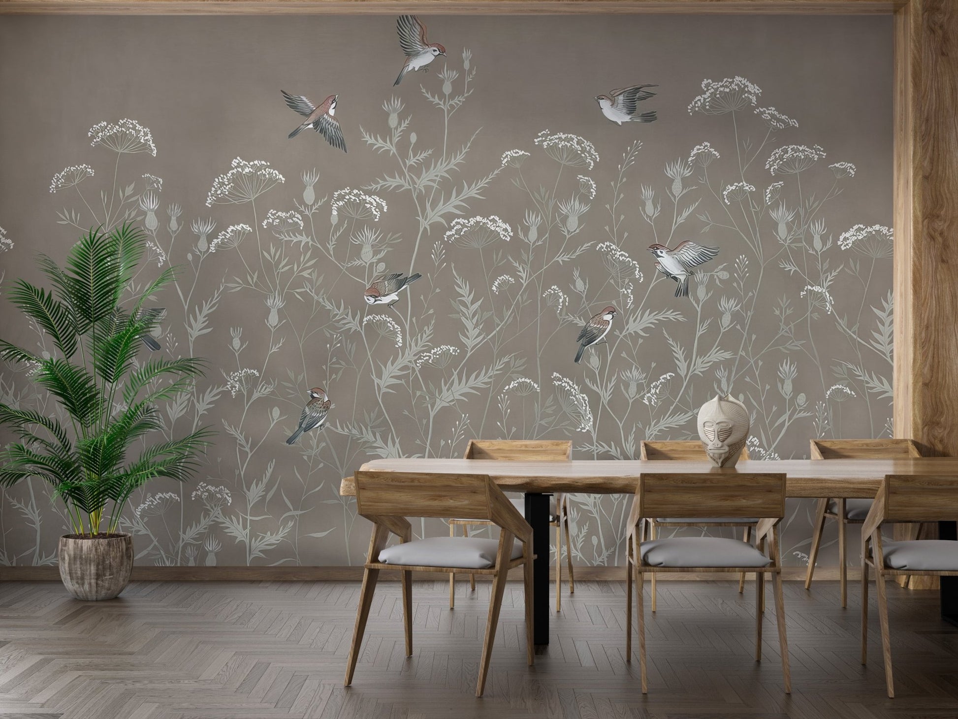 Flying Sparrows Wallpaper Mural - Wallanza