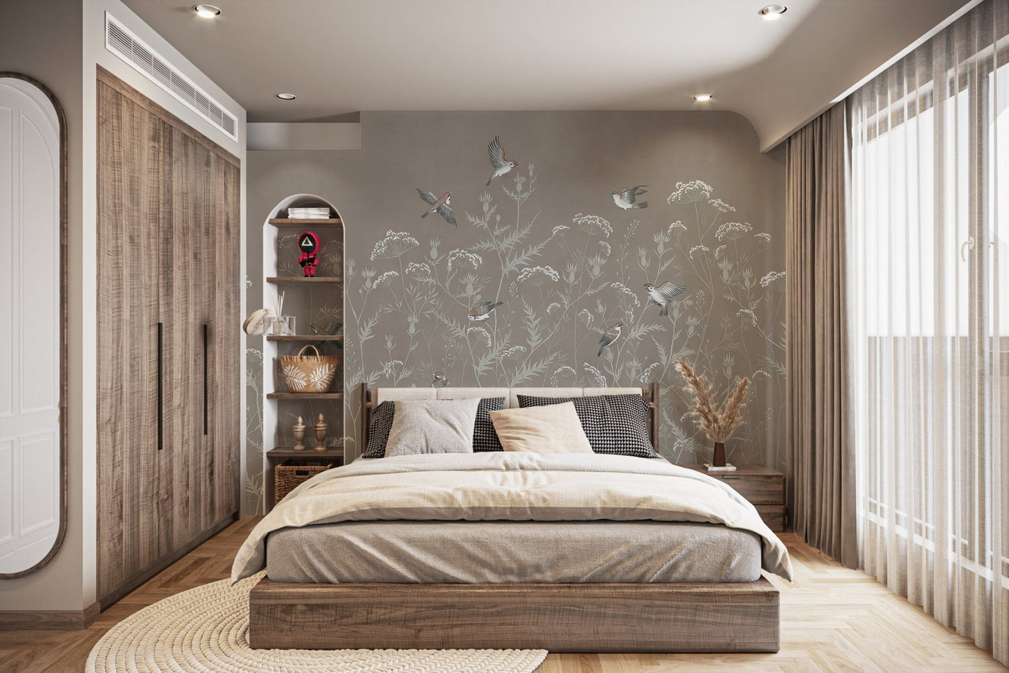 Flying Sparrows Wallpaper Mural - Wallanza