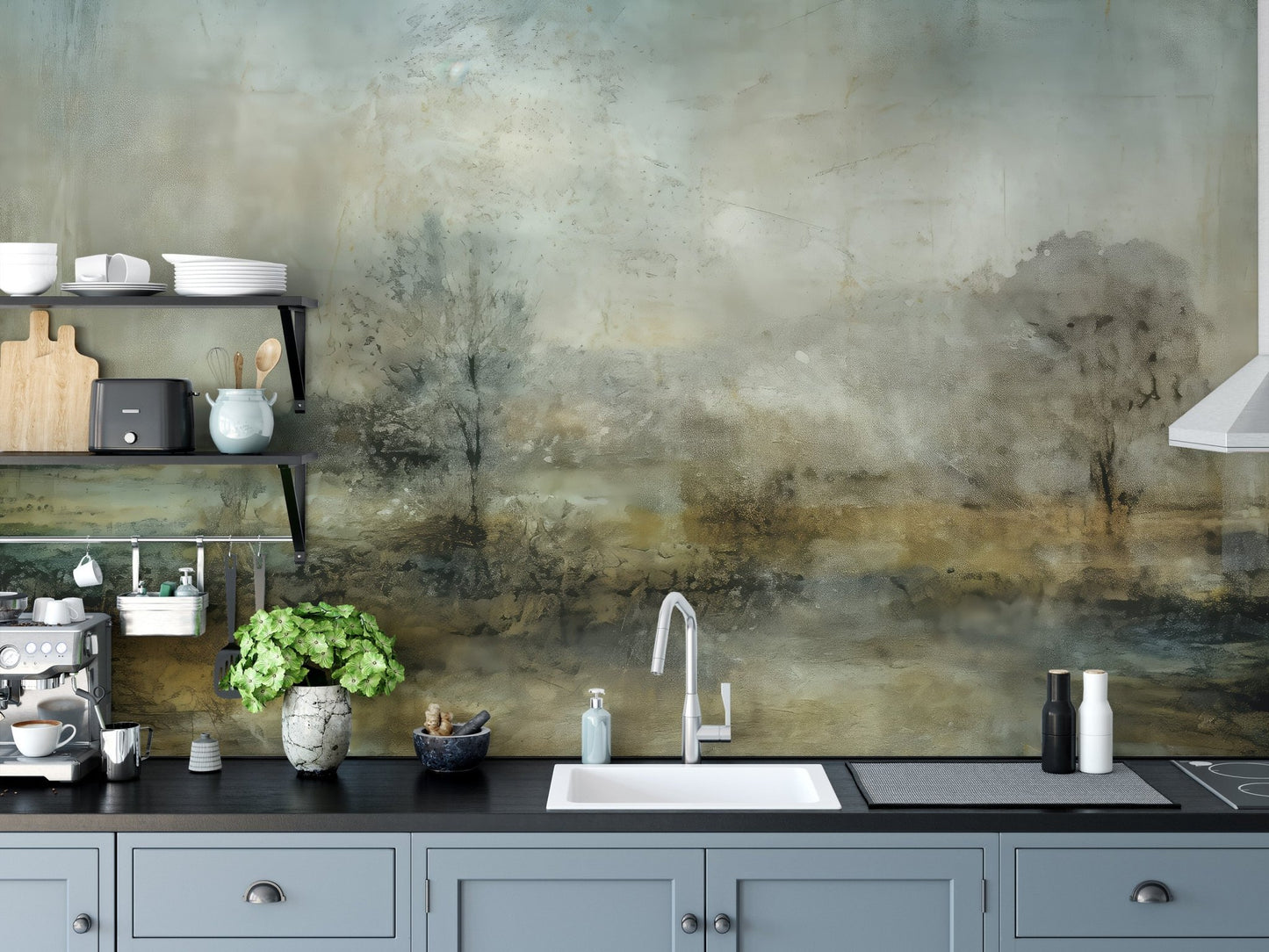 Foggy Green Forest Wall Mural - Wallanza