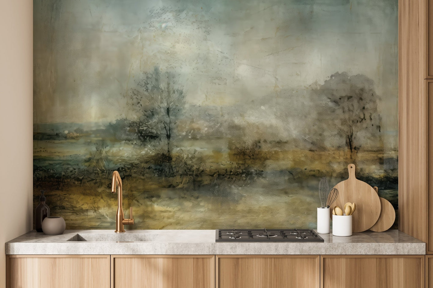 Foggy Green Forest Wall Mural - Wallanza