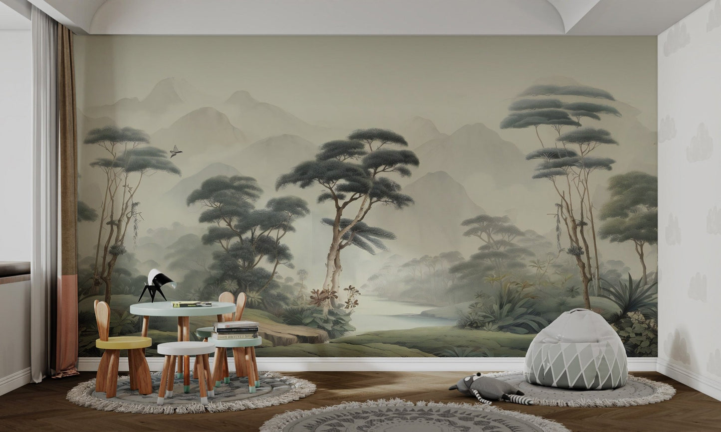 Foggy Jungle Landscape Wallpaper - Wallanza