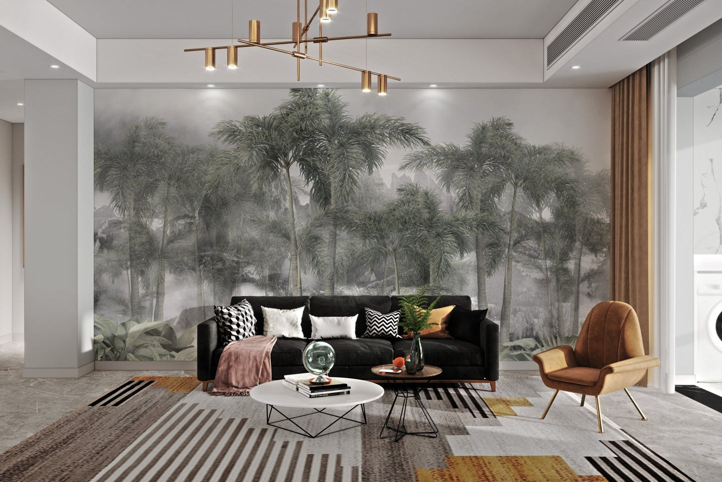 Mountain palm and banana wall mural for living room