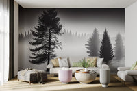 Foggy Monochrome Forest Wallpaper - Wallanza