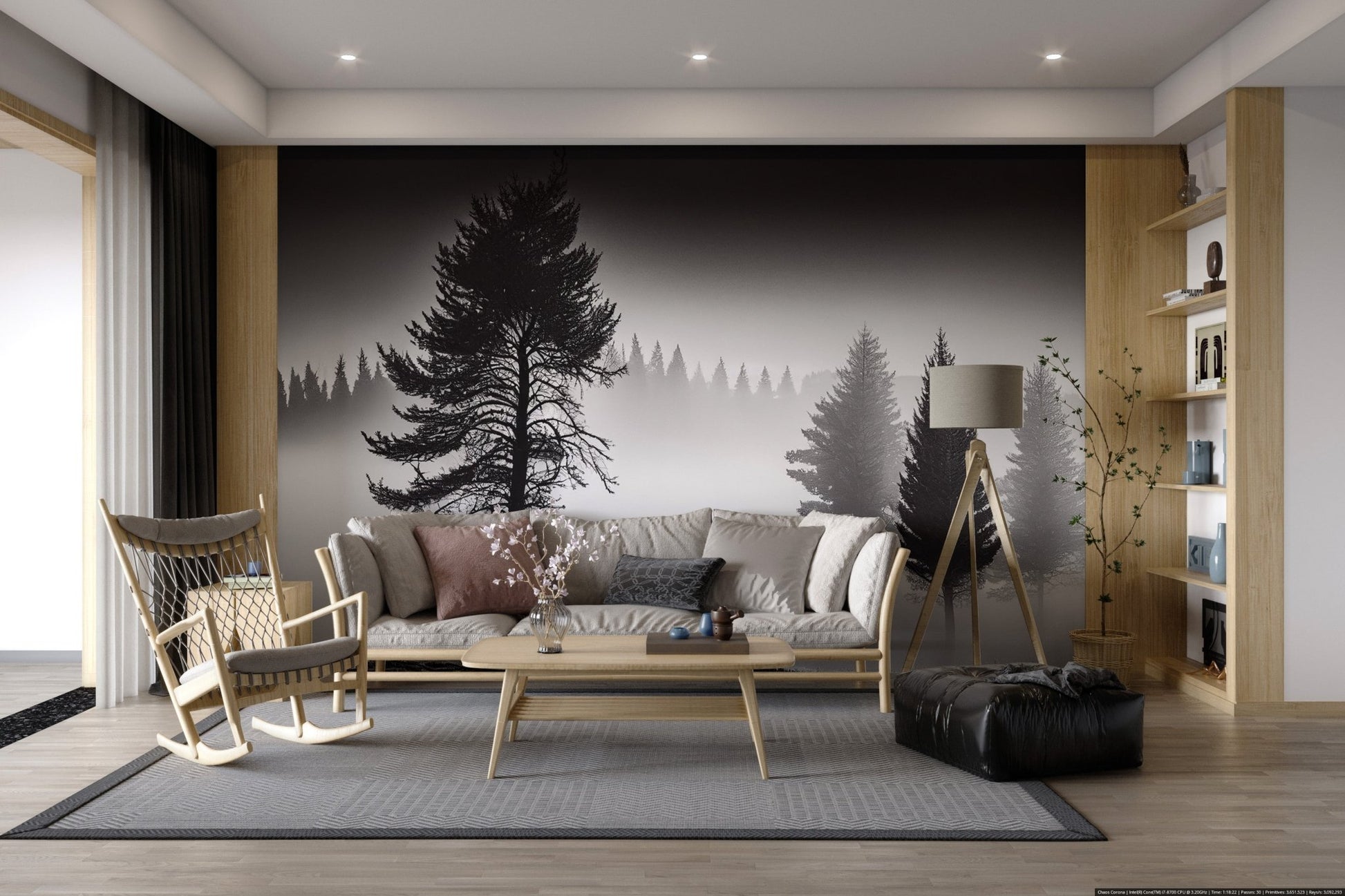 Foggy Monochrome Forest Wallpaper - Wallanza