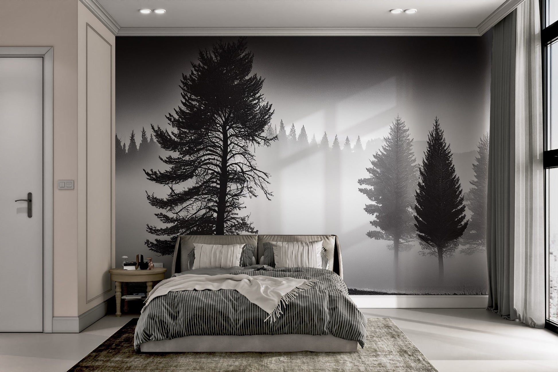 Foggy Monochrome Forest Wallpaper - Wallanza