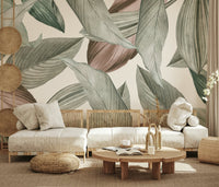 Green tropical leaf wallpaper for an apartment