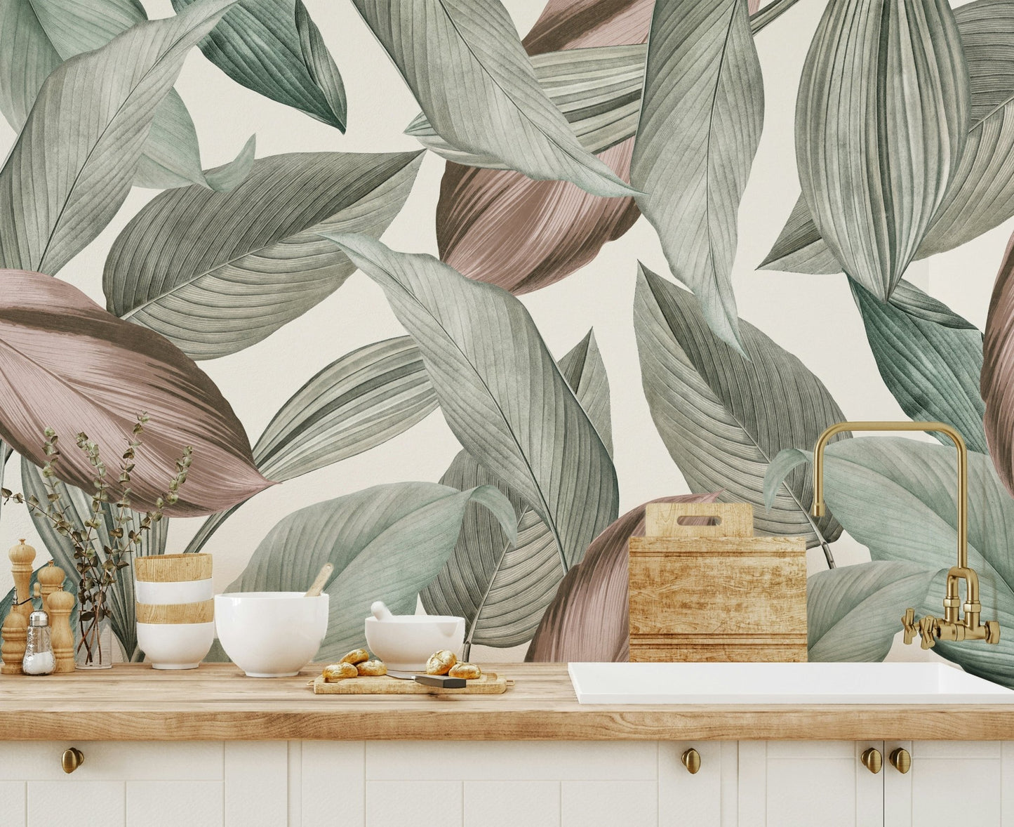 Foliage Wall Mural in a contemporary dining room