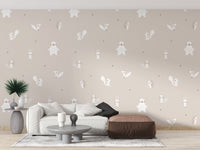 Forest Animals Beige Wallpaper - Wallanza