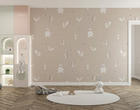 Forest Animals Beige Wallpaper - Wallanza