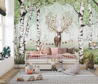Forest Deer Wallpaper Mural - Wallanza