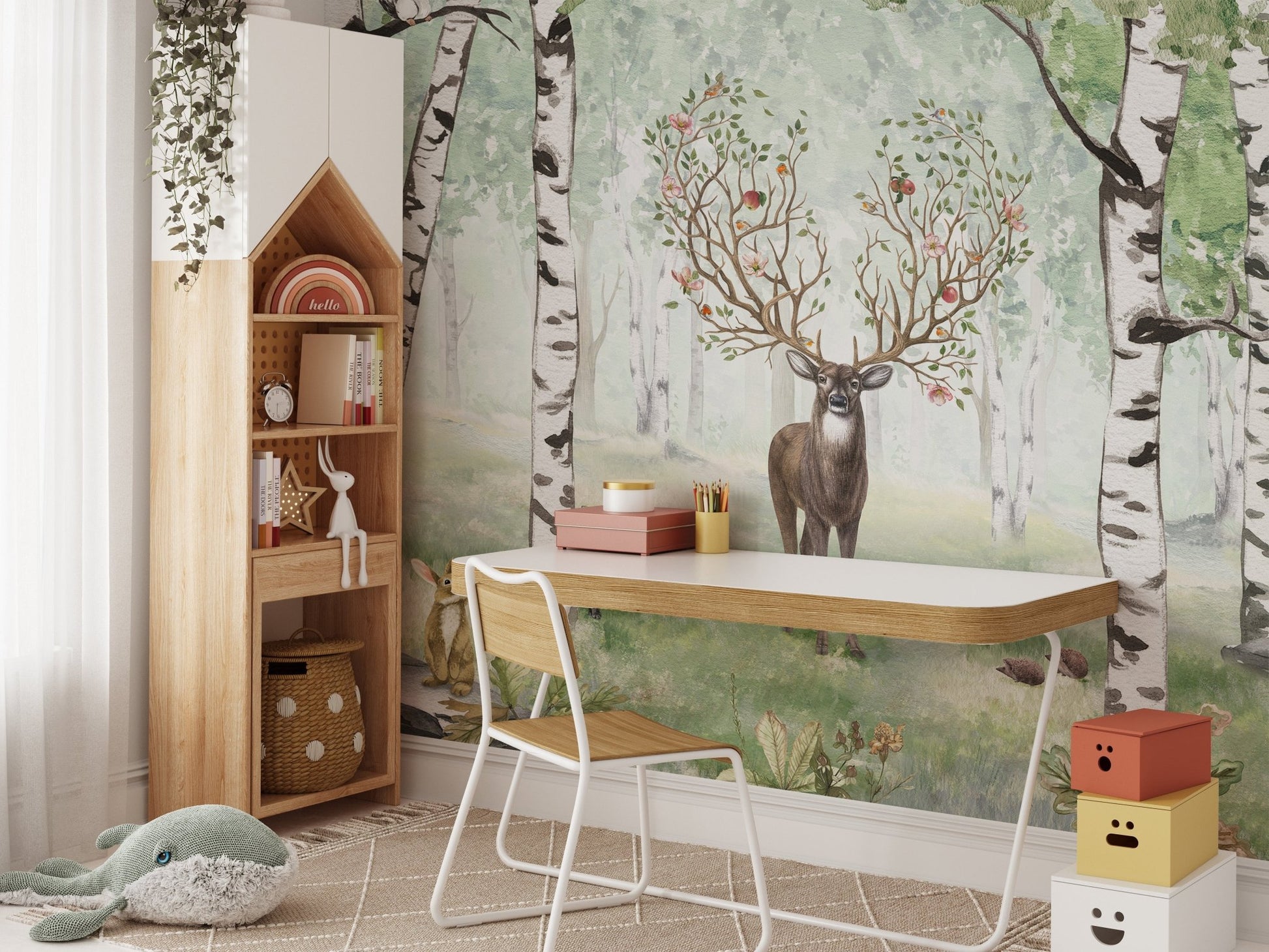 Forest Deer Wallpaper Mural - Wallanza