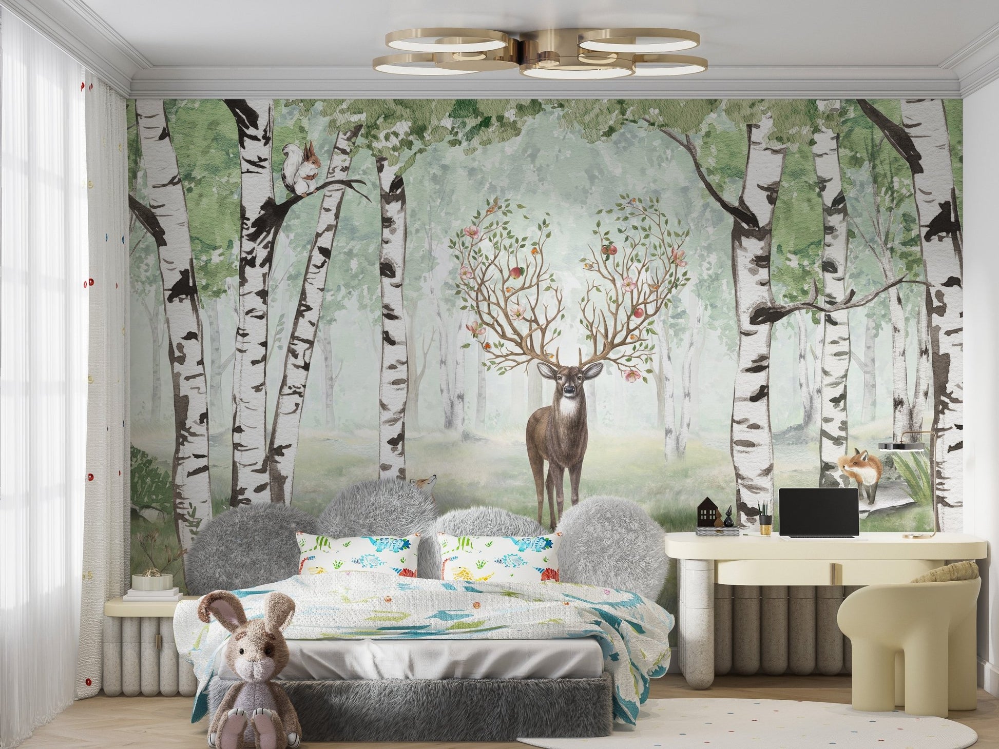 Forest Deer Wallpaper Mural - Wallanza