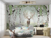 Forest Deer Wallpaper Mural - Wallanza