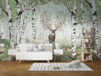 Forest Deer Wallpaper Mural - Wallanza