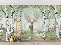 Forest Deer Wallpaper Mural - Wallanza