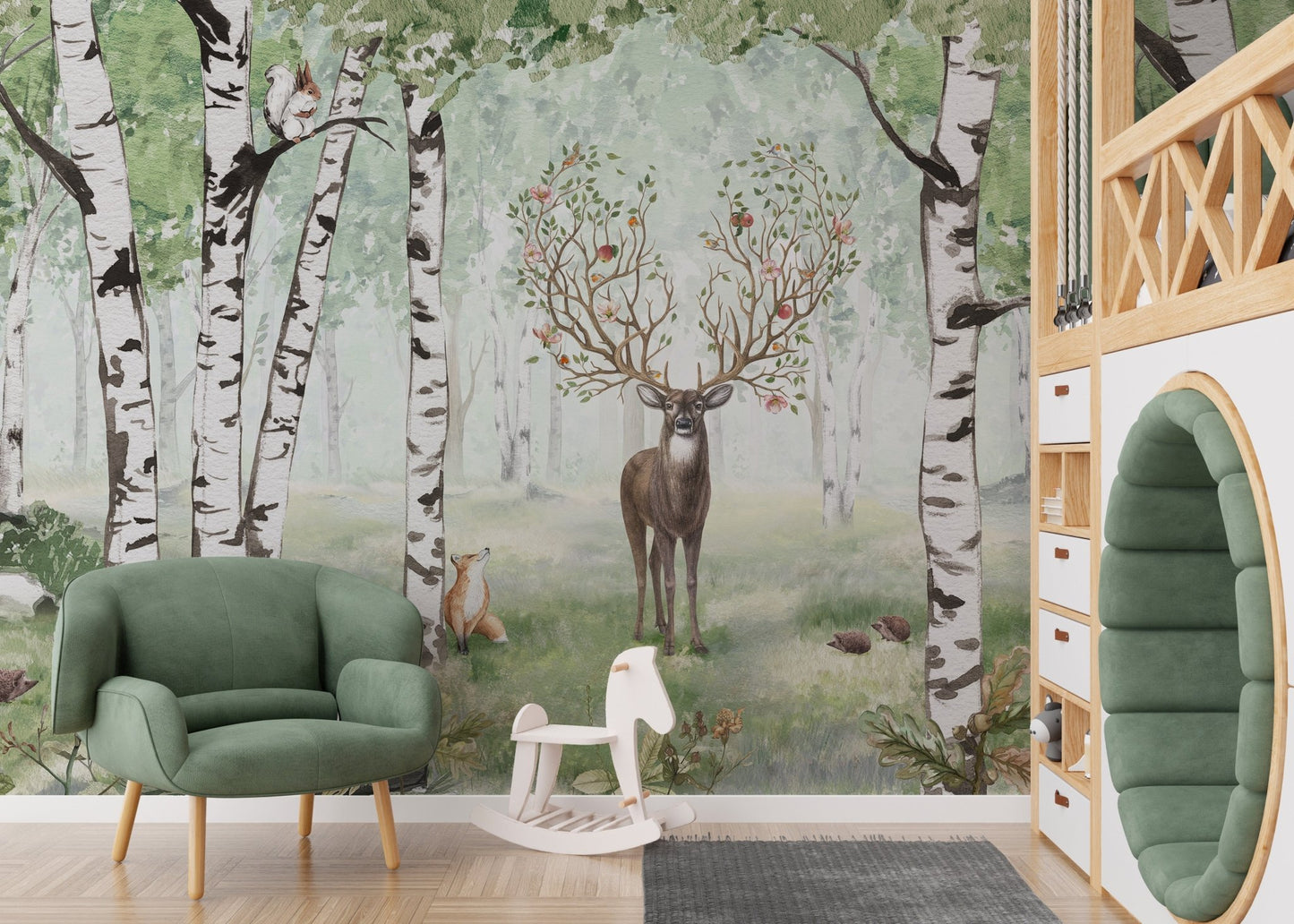 Forest Deer Wallpaper Mural - Wallanza