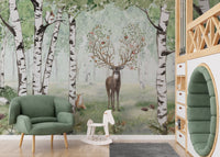 Forest Deer Wallpaper Mural - Wallanza