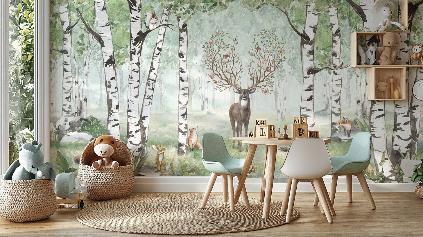 Forest Deer Wallpaper Mural - Wallanza