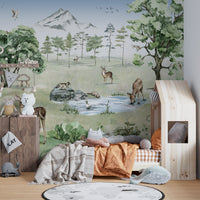 Forest Deer Wildlife Wall Mural - Wallanza