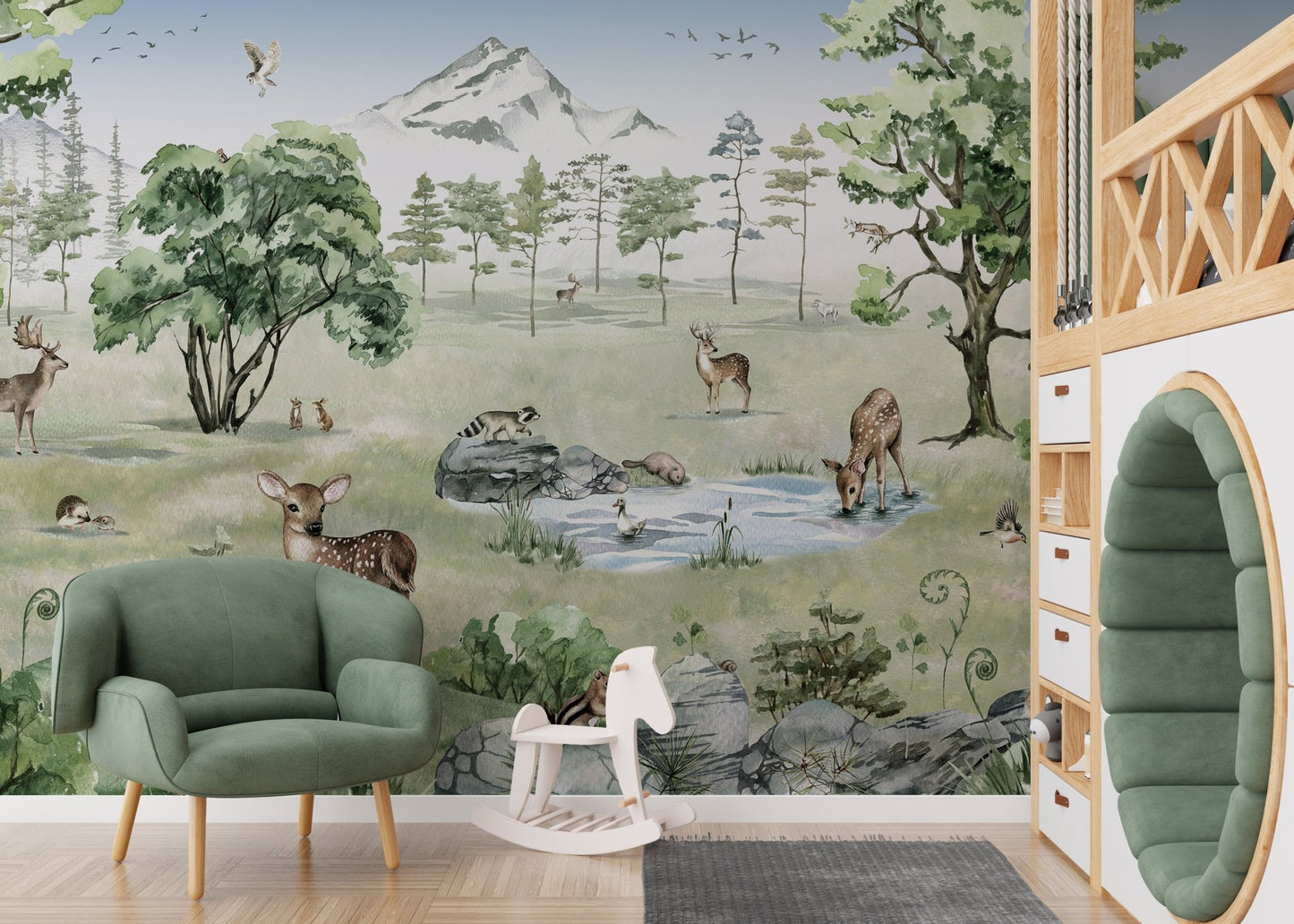 Forest Deer Wildlife Wall Mural - Wallanza