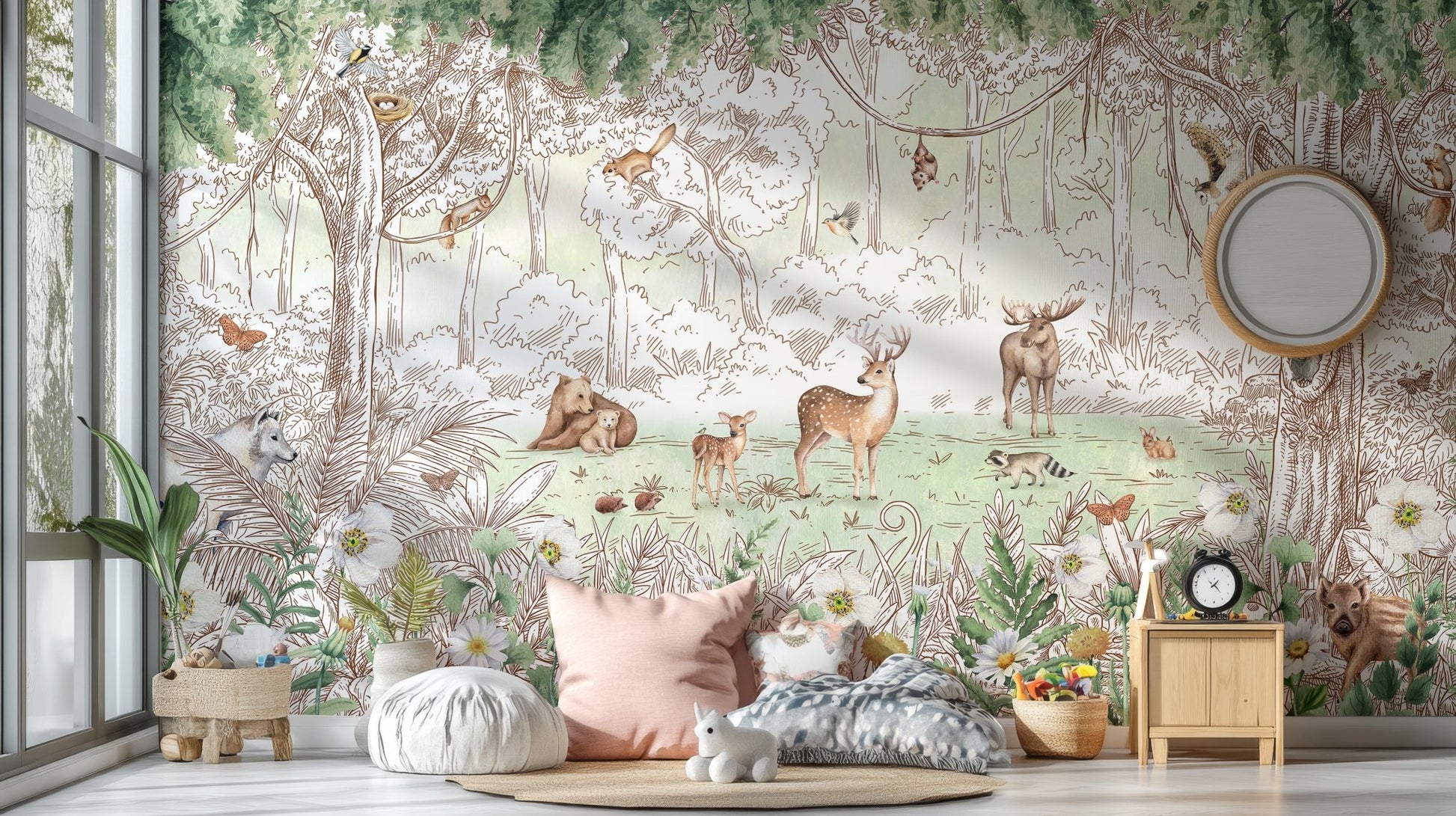 Forest friends in spring season wallpaper for walls - Wallanza