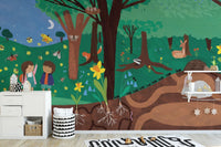 Forest Friends Night Wall Mural - Wallanza