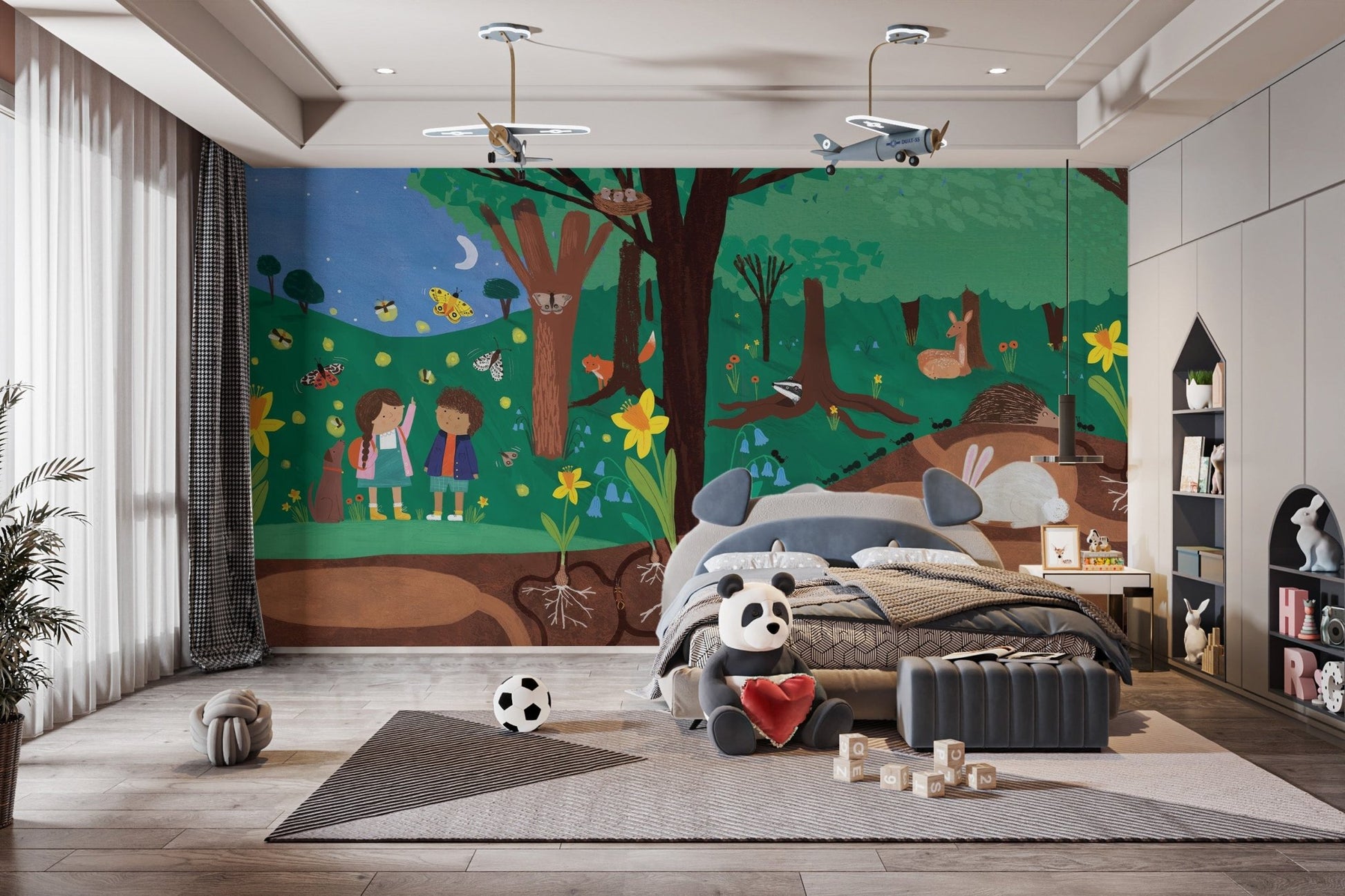Forest Friends Night Wall Mural - Wallanza