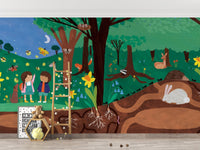 Forest Friends Night Wall Mural - Wallanza