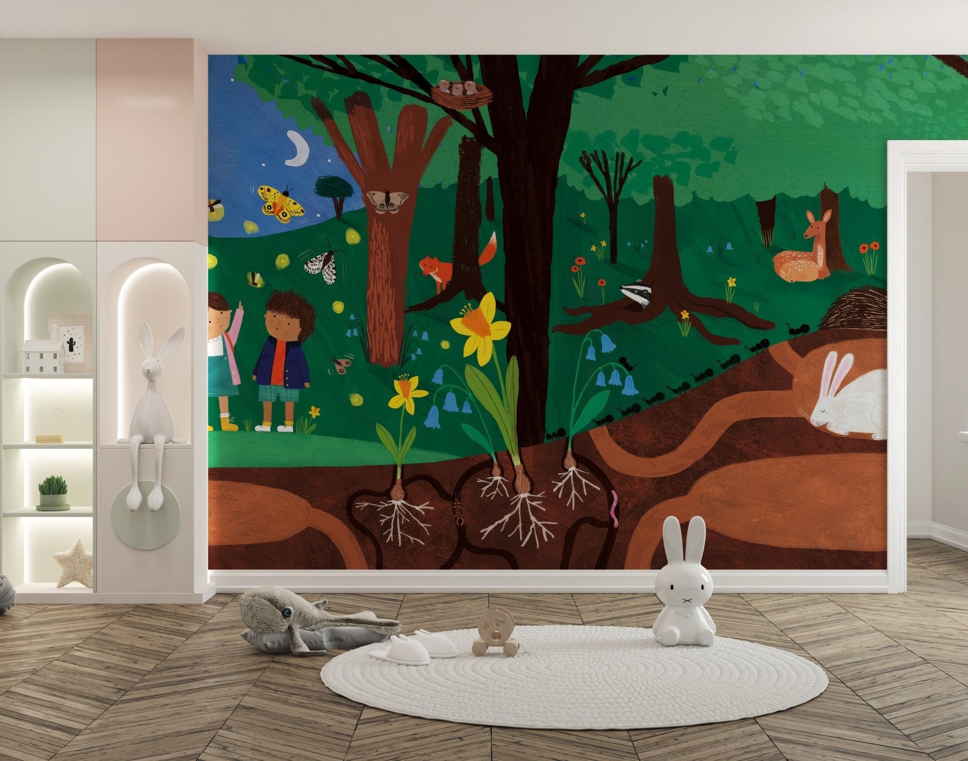 Forest Friends Night Wall Mural - Wallanza
