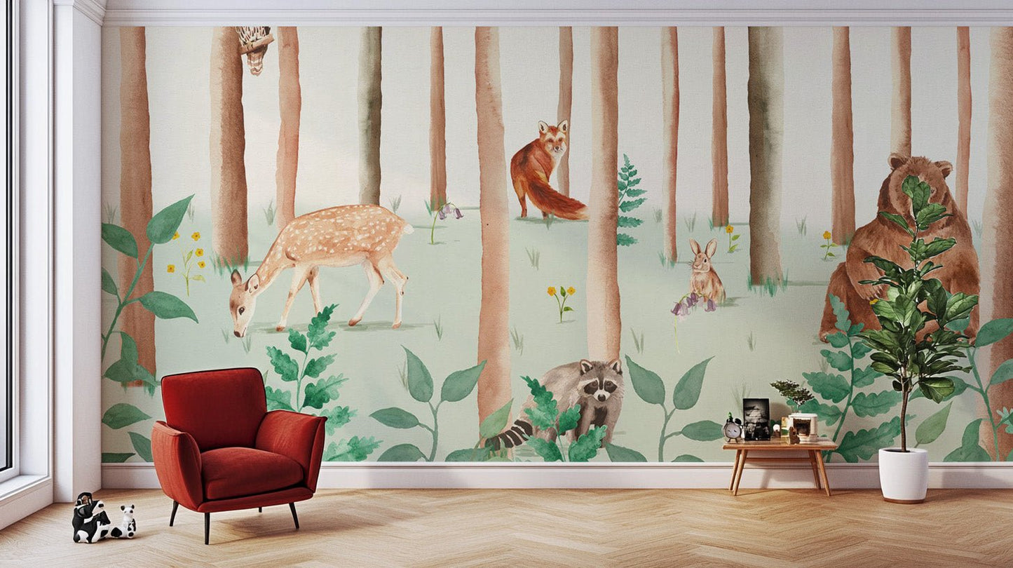 Forest Friends Wallpaper Mural - Wallanza