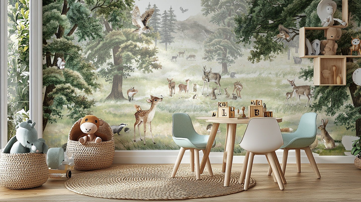 Forest fun wallpaper murals for kids room - Wallanza