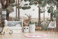 Forest Jive Stag and Deer Wallpaper Mural - Wallanza