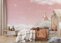 Fox on the Moon Pink Mural - Wallanza