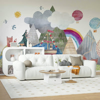 Nature-inspired wall art for a toddler’s play area