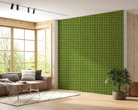Soft moss green intersecting line design wallpaper murals.