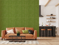 Fresh lime green check repeating pattern wall murals.