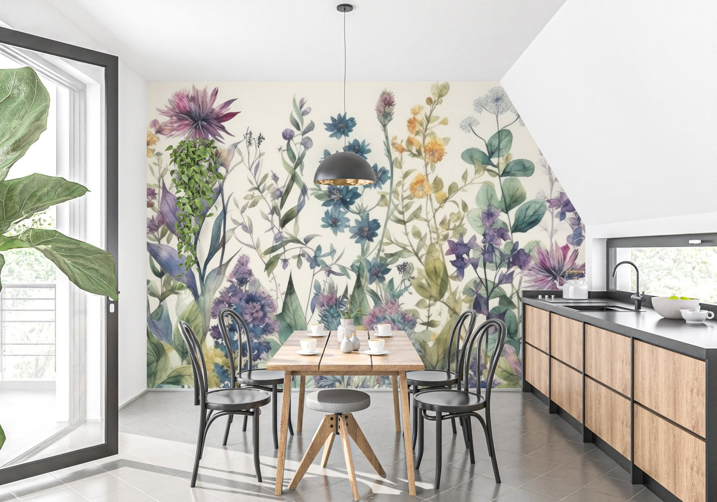 Garden Blooms Wallpaper Mural - Wallanza