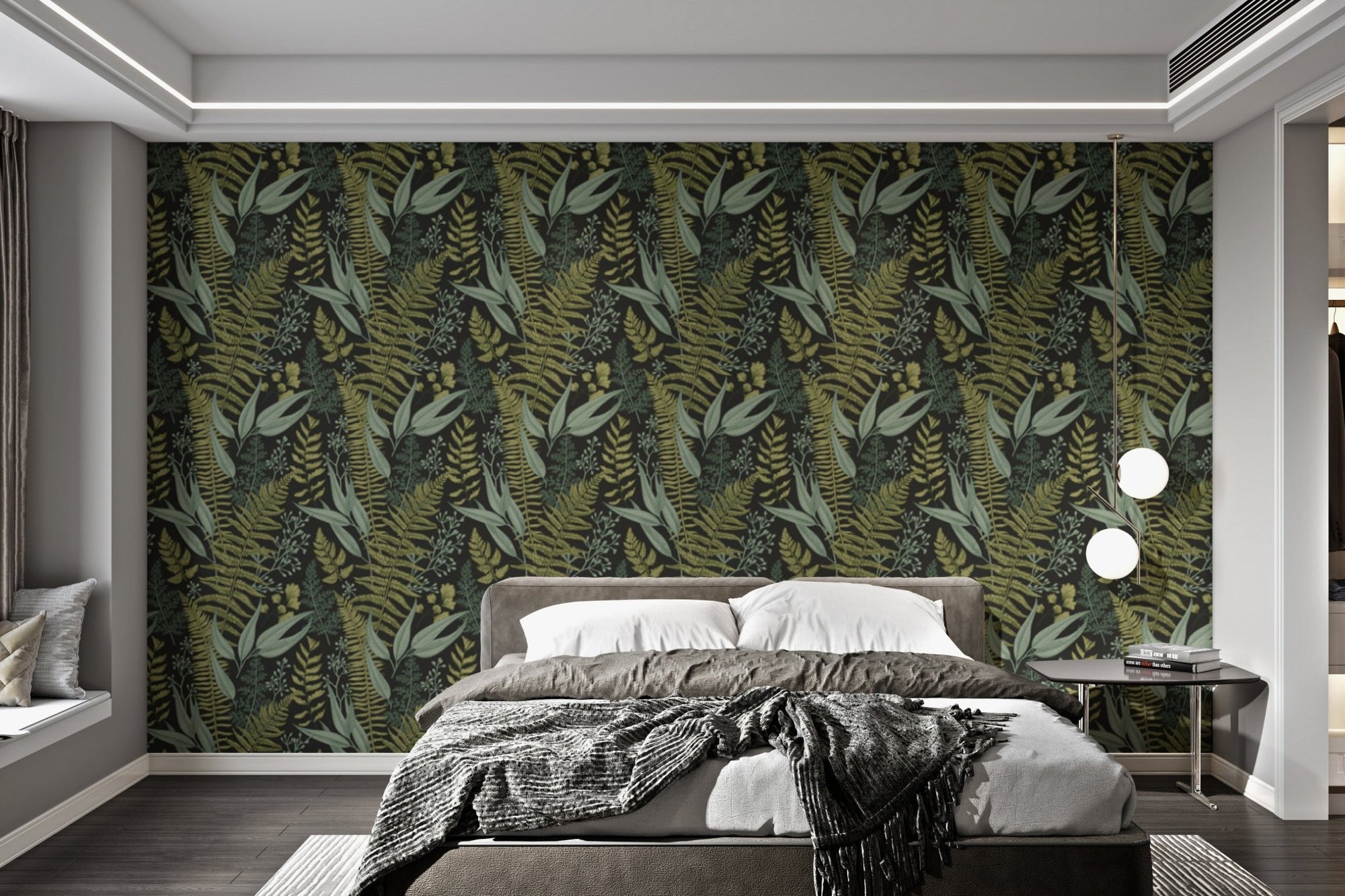 Vibrant garden splendor wallpaper for elegant bedroom wall decor.