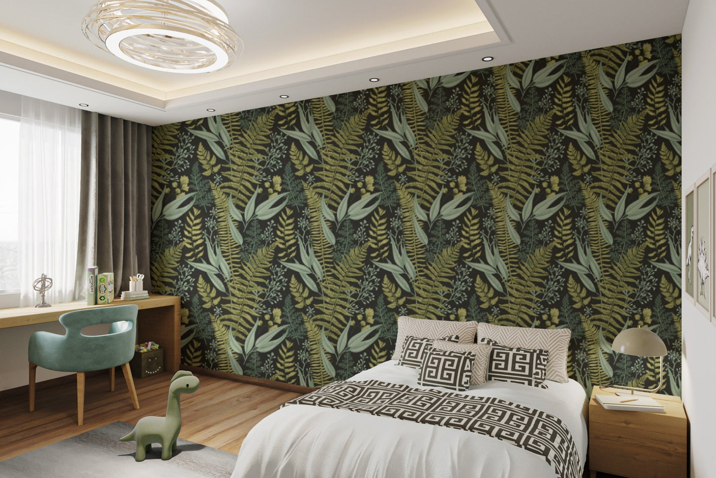 Serene panoramic mural with breathtaking garden views